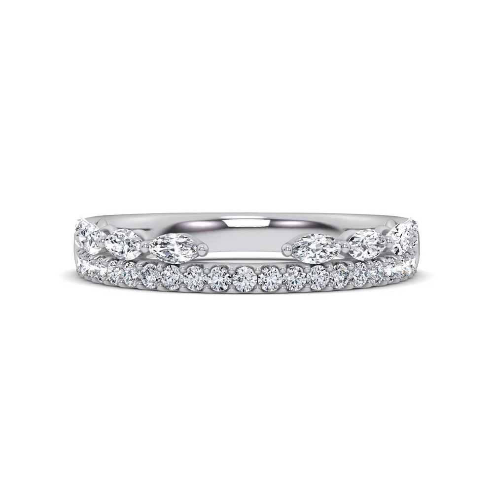 360 degree view of Ouvre Marquise Wrap Pavé Band