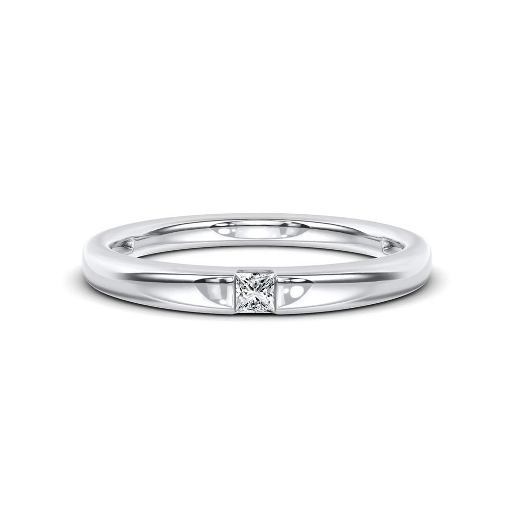 360 degree view of Floating Princess-Cut Lab Diamond Stackable Ring