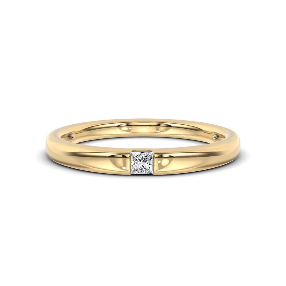 360 degree view of Floating Princess-Cut Lab Diamond Stackable Ring