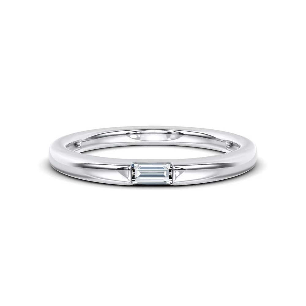 360 degree view of Floating Baguette Lab Diamond Stackable Ring