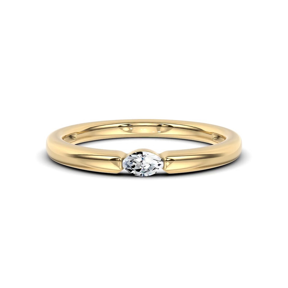 360 degree view of Floating Marquise Lab Diamond Stackable Ring
