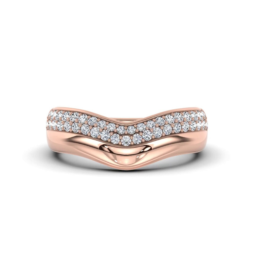 360 degree view of Strata Curved Pavé Lab Diamond Band