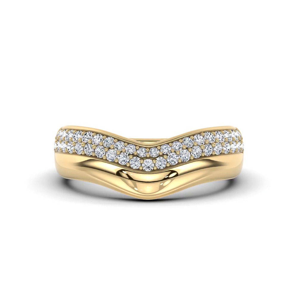 360 degree view of Strata Curved Pavé Lab Diamond Band