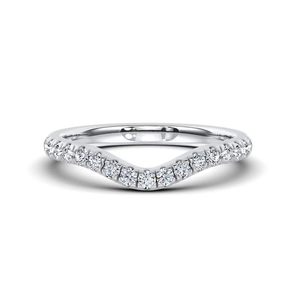 360 degree view of Linda Curved Pavé Diamond Band (2mm)