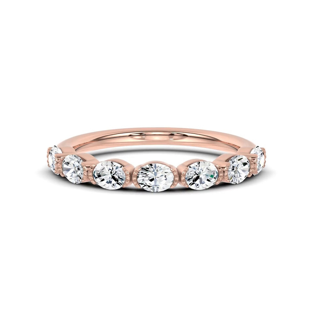 360 degree view of Milgrain Half-Bezel Oval Diamond Band