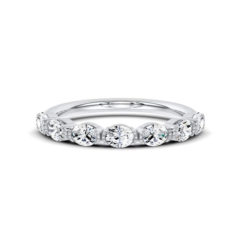 360 degree view of Milgrain Half-Bezel Oval Lab Diamond Band
