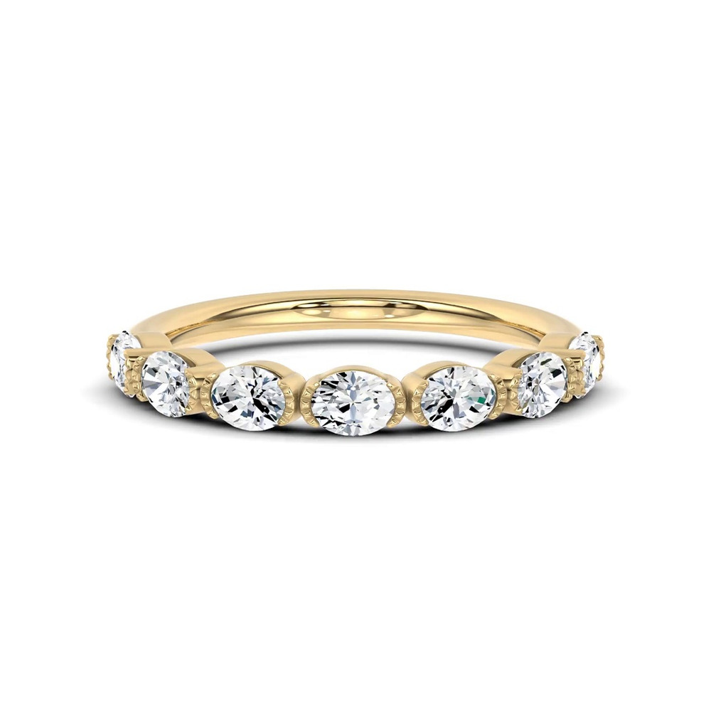 360 degree view of Milgrain Half-Bezel Oval Diamond Band