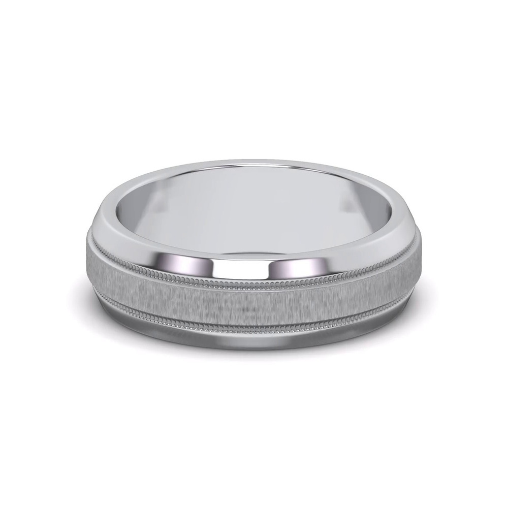 360 degree view of Mixed Textured Beveled Milgrain Band (7.1mm)
