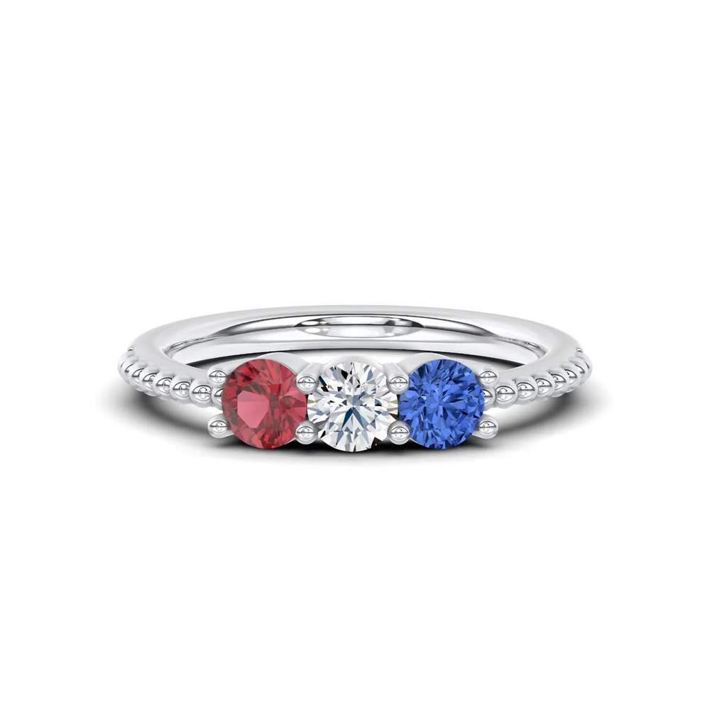 360 degree view of Americana Three-Stone Lab Diamond Silver Ring