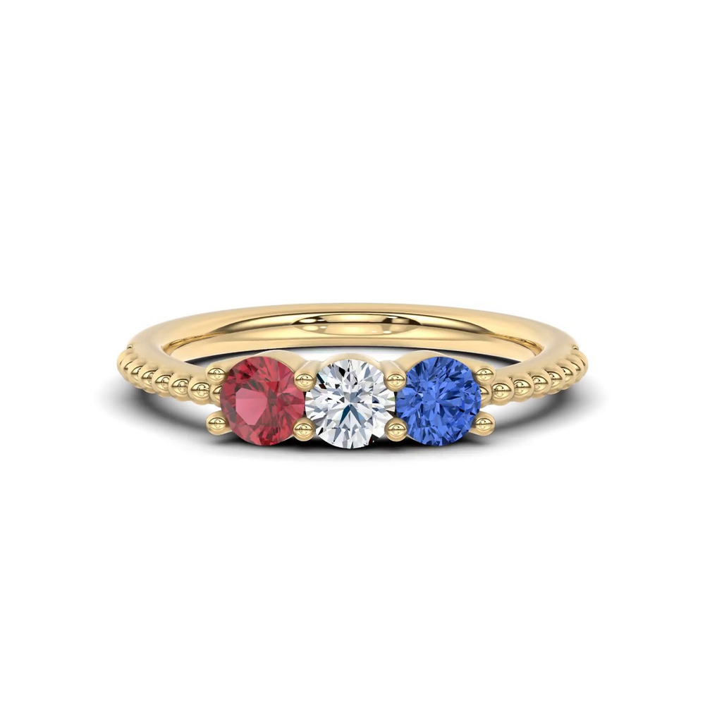360 degree view of Americana Three-Stone Lab Diamond Vermeil Ring