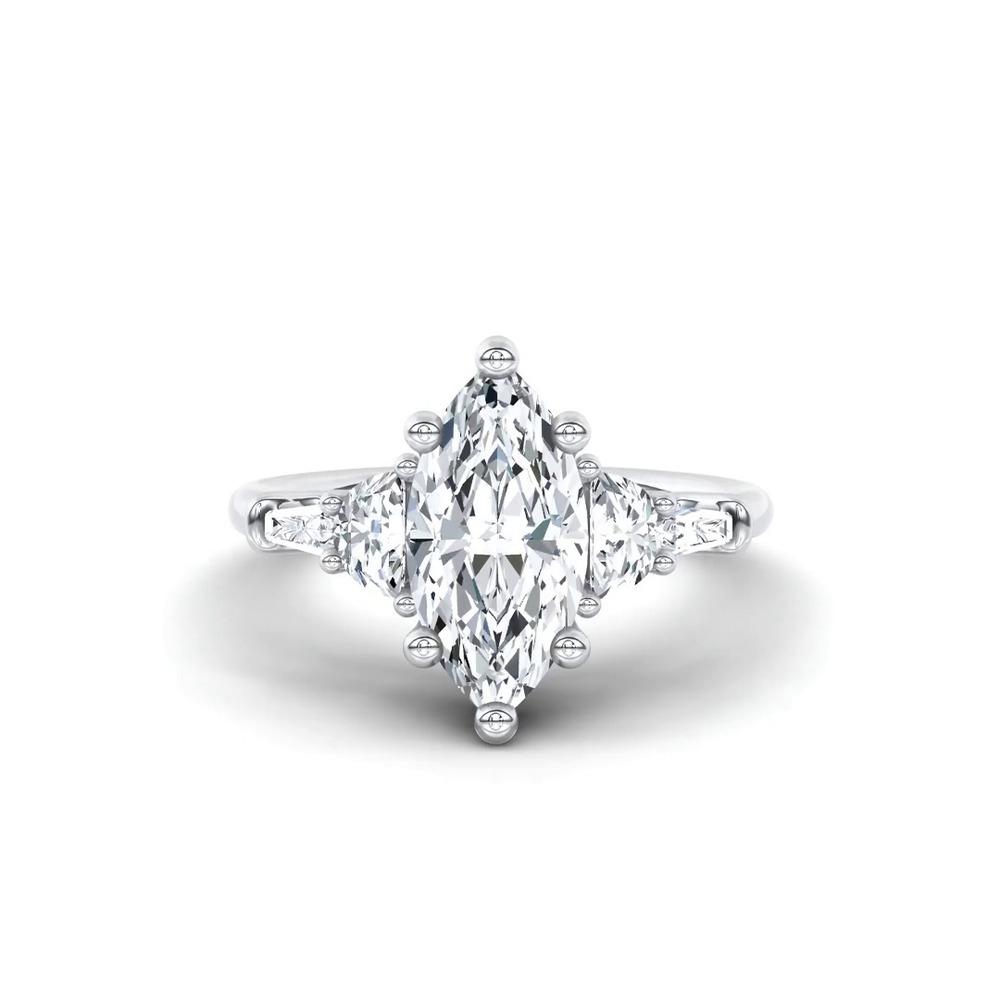 360 degree view of Lunare Half-Moon Lab Engagement Ring