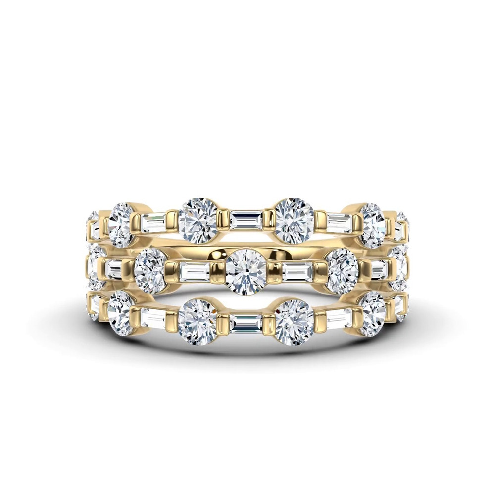 360 degree view of Starlight Baguette Triple Row Lab Diamond Band