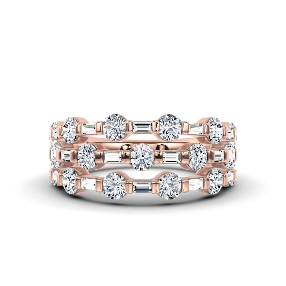 360 degree view of Starlight Baguette Triple Row Lab Diamond Band