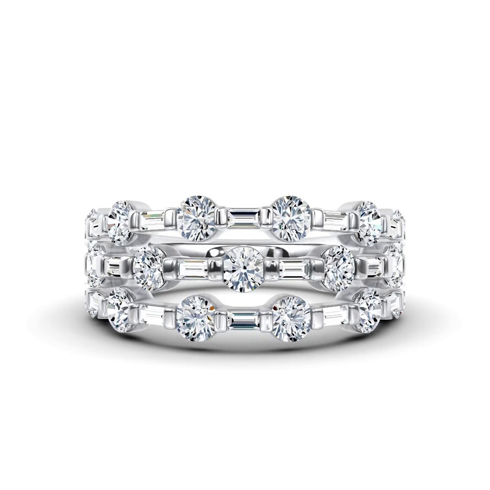 360 degree view of Starlight Baguette Triple Row Lab Diamond Band