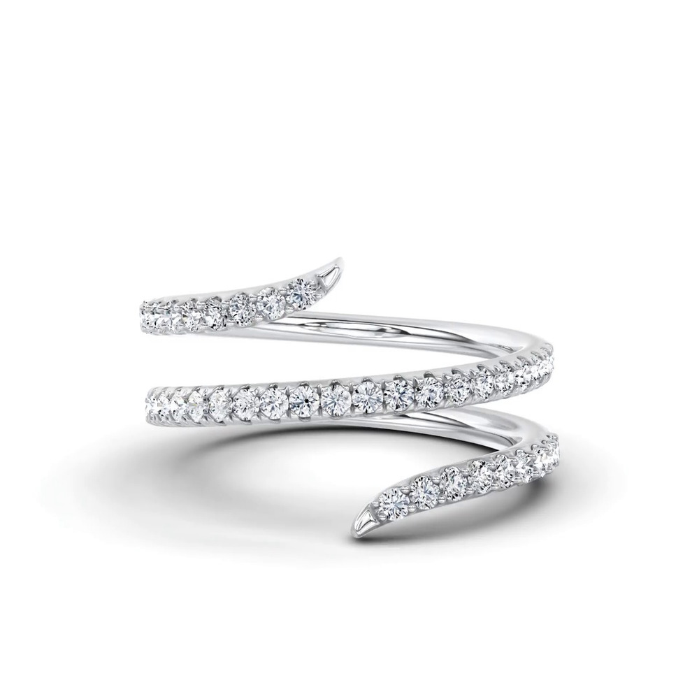 360 degree view of Pavé Spiral Lab Diamond Wrap Ring